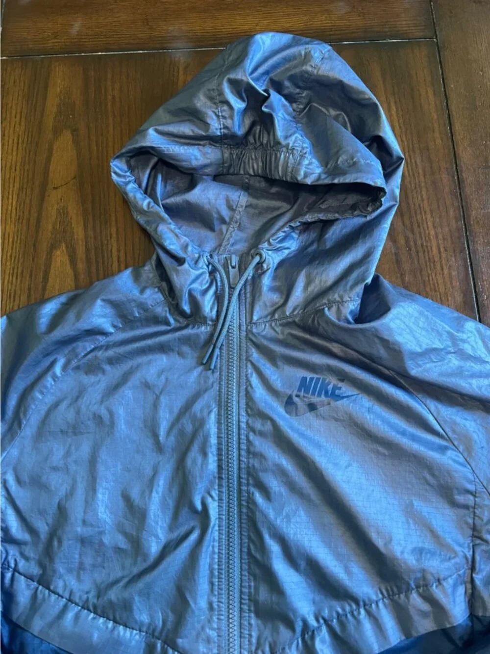 Nike Blue Windbreaker Jacket Windrunner Rain Vented Full Zip Activewear Medium - Picture 3 of 11